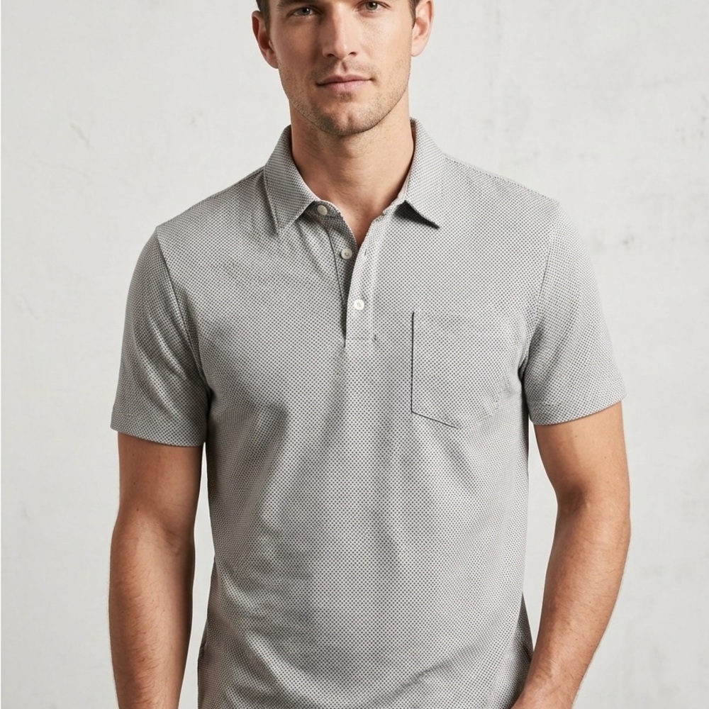 Banana Republic Men's Short-Sleeve Polo in Light Gray